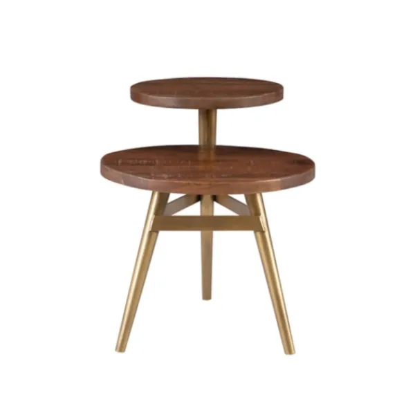 Accent & End Tables-Kirkland's Home Wood Gold Accent Tiered Side Table Brown