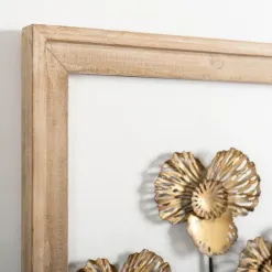 Wall Plaques-Kirkland's Home Wood Gold Metal Flowers Ii Wall Plaque Gold/Tan