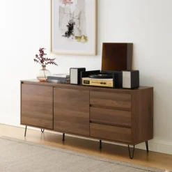 Tv Stands & Media Consoles-Kirkland's Home Wood Hairpin Legs Media Cabinet Brown