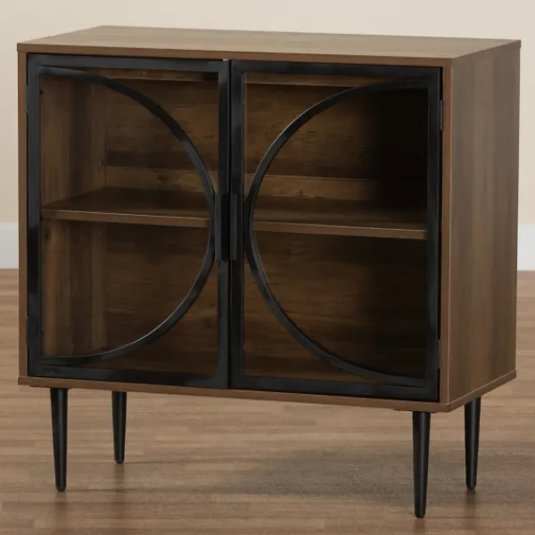 Cabinets & Sideboards-Kirkland's Home Wood Half Moon Doors Cabinet Brown