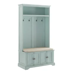 Entryway Furniture-Kirkland's Home Wood Hall Tree With Cushioned Bench Blue