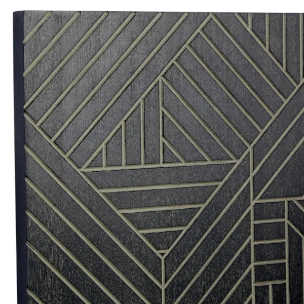 Wall Plaques-Kirkland's Home Wood Intersecting Carved Lines Wall Plaque Black