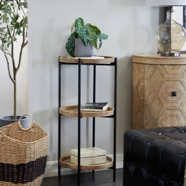 Accent & End Tables-Kirkland's Home Wood Mesh Woven 3-Tier Accent Table Brown