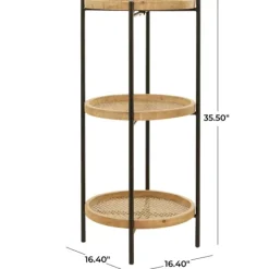 Accent & End Tables-Kirkland's Home Wood Mesh Woven 3-Tier Accent Table Brown