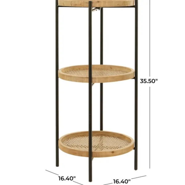 Accent & End Tables-Kirkland's Home Wood Mesh Woven 3-Tier Accent Table Brown
