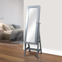 Full Length & Floor Mirrors-Kirkland's Home Wood Mirror Armoire Gray