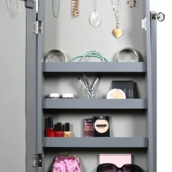 Full Length & Floor Mirrors-Kirkland's Home Wood Mirror Armoire Gray