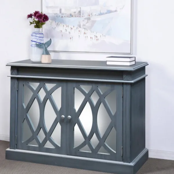 Cabinets & Sideboards-Kirkland's Home Wood Mirrored 2-Door Cabinet Blue