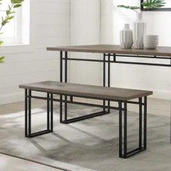 Dining Chairs-Kirkland's Home Wood Modern Dining Bench Gray