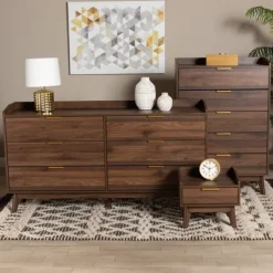 Dressers & Chests-Kirkland's Home Wood Modern 3-Pc. Dresser Set Brown