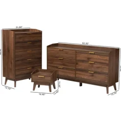 Dressers & Chests-Kirkland's Home Wood Modern 3-Pc. Dresser Set Brown
