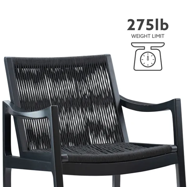 Accent Chairs-Kirkland's Home Wood Modern Woven Rocking Chair Black