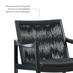 Accent Chairs-Kirkland's Home Wood Modern Woven Rocking Chair Black