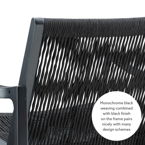 Accent Chairs-Kirkland's Home Wood Modern Woven Rocking Chair Black