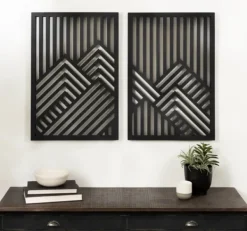 Wall Plaques-Kirkland's Home Wood Montour Wall Plaques, Set Of 2 Black