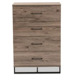 Dressers & Chests-Kirkland's Home Wood Oak Finish 4-Drawer Chest Brown