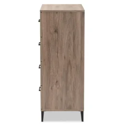 Dressers & Chests-Kirkland's Home Wood Oak Finish 4-Drawer Chest Brown