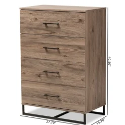 Dressers & Chests-Kirkland's Home Wood Oak Finish 4-Drawer Chest Brown