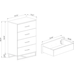 Dressers & Chests-Kirkland's Home Wood Oak Finish 4-Drawer Chest Brown