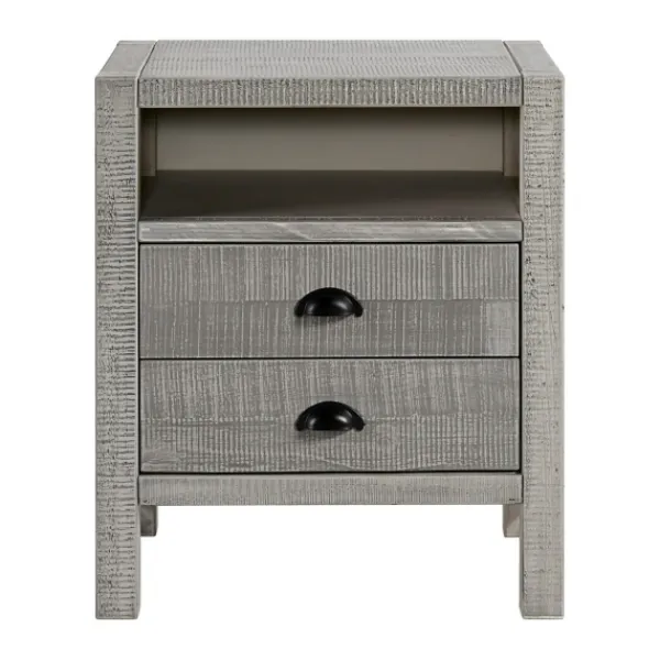 Nightstands-Kirkland's Home Wood Open Shelf Nightstand Gray