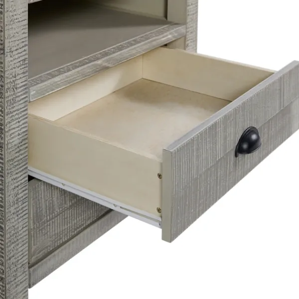 Nightstands-Kirkland's Home Wood Open Shelf Nightstand Gray