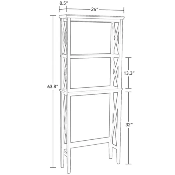Bathroom Furniture-Kirkland's Home Wood Over-Toilet 3-Tier Shelf White