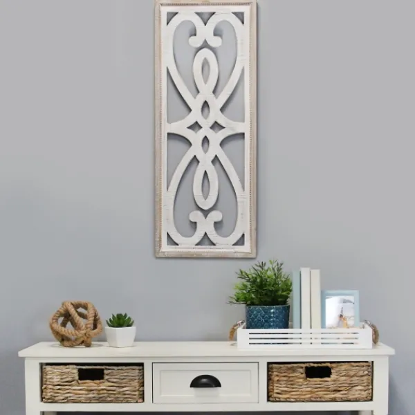 Wall Plaques-Kirkland's Home Wood Panel Scroll Wall Plaque White