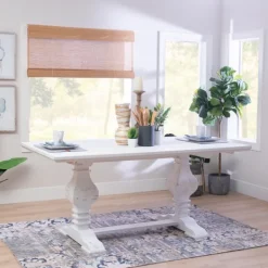 Dining Tables-Kirkland's Home Wood Pedestal Dining Table White