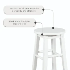 Bar Stools & Counter Height Stools-Kirkland's Home Wood Pub Classic Backless Bar Stool White