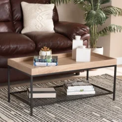 Coffee Tables-Kirkland's Home Wood Raised Edge Coffee Table Brown