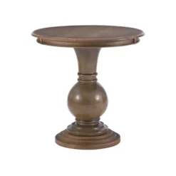 Accent & End Tables-Kirkland's Home Wood Round Base Side Table Brown