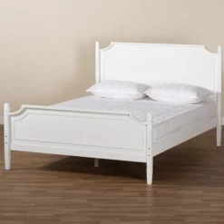 Beds & Headboards-Kirkland's Home Wood Scalloped Queen Bed Frame White