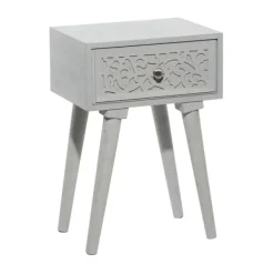 Accent & End Tables-Kirkland's Home Wood Scroll Drawer Accent Table Gray
