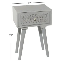 Accent & End Tables-Kirkland's Home Wood Scroll Drawer Accent Table Gray