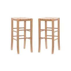 Bar Stools & Counter Height Stools-Kirkland's Home Wood Seagrass Backless 2-Pc. Bar Stool Set Tan