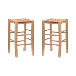 Bar Stools & Counter Height Stools-Kirkland's Home Wood Seagrass Backless 2-Pc. Counter Stool Set Tan