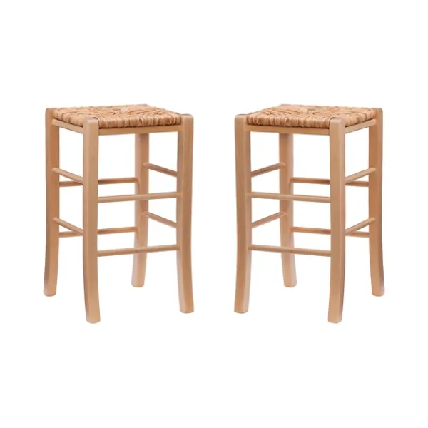 Bar Stools & Counter Height Stools-Kirkland's Home Wood Seagrass Backless 2-Pc. Counter Stool Set Tan