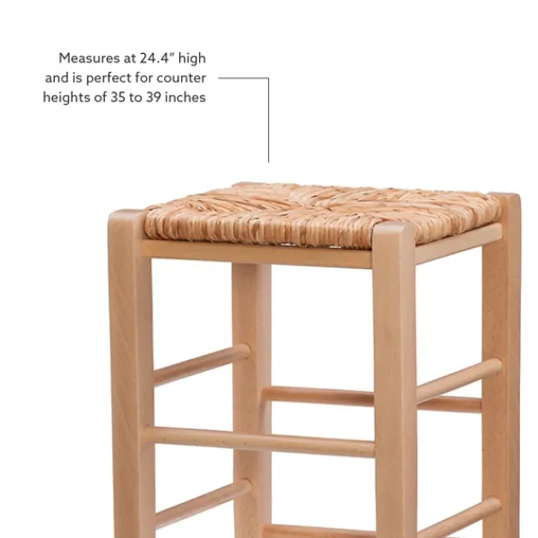 Bar Stools & Counter Height Stools-Kirkland's Home Wood Seagrass Backless 2-Pc. Counter Stool Set Tan