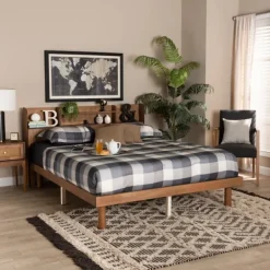 Beds & Headboards-Kirkland's Home Wood Shelves Full Platform Bed Brown