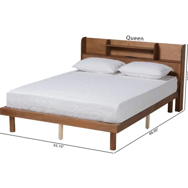 Beds & Headboards-Kirkland's Home Wood Shelves Queen Platform Bed Brown