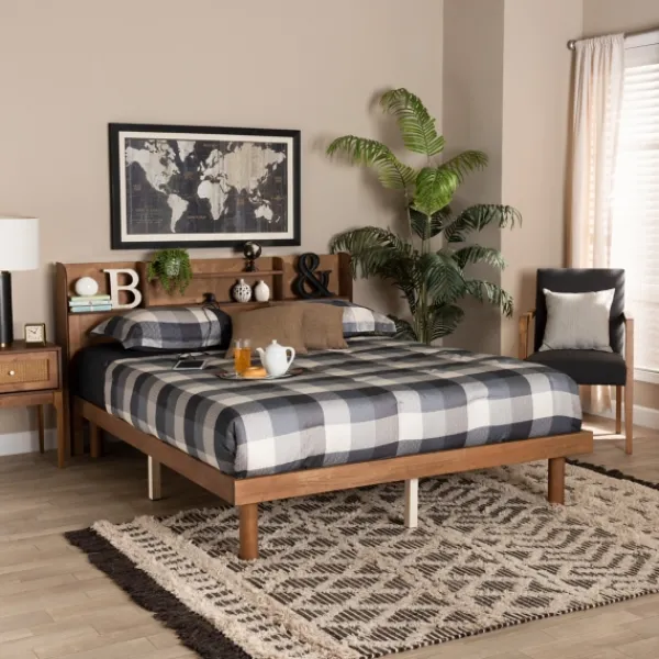 Beds & Headboards-Kirkland's Home Wood Shelves Queen Platform Bed Brown