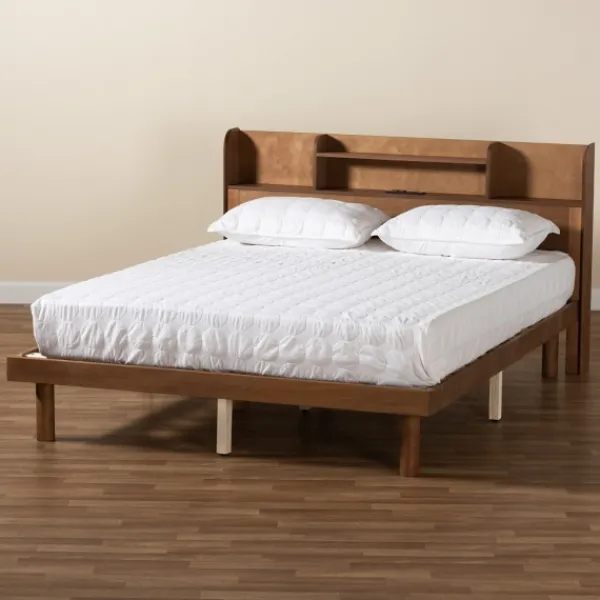 Beds & Headboards-Kirkland's Home Wood Shelves Queen Platform Bed Brown