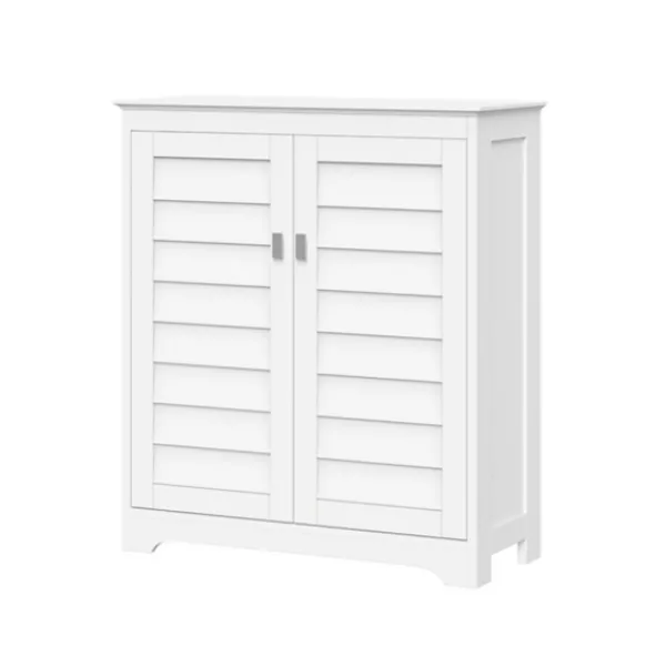 Bathroom Furniture-Kirkland's Home Wood Shutter 2-Door Cabinet White