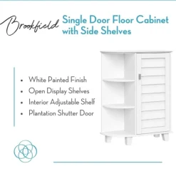 Bathroom Furniture-Kirkland's Home Wood Shutter Door Open Shelf Cabinet White