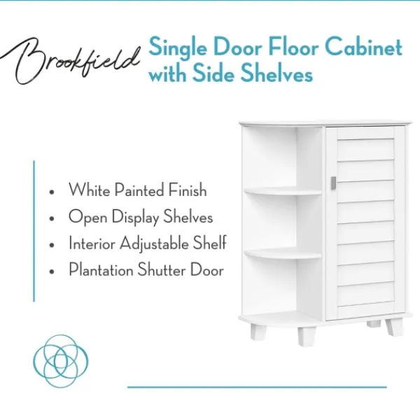 Bathroom Furniture-Kirkland's Home Wood Shutter Door Open Shelf Cabinet White
