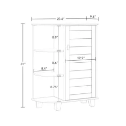 Bathroom Furniture-Kirkland's Home Wood Shutter Door Open Shelf Cabinet White