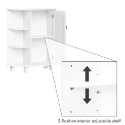 Bathroom Furniture-Kirkland's Home Wood Shutter Door Open Shelf Cabinet White
