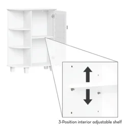 Bathroom Furniture-Kirkland's Home Wood Shutter Door Open Shelf Cabinet White