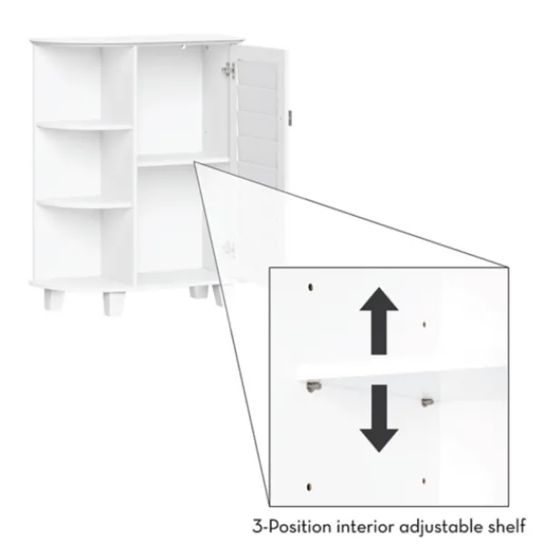 Bathroom Furniture-Kirkland's Home Wood Shutter Door Open Shelf Cabinet White