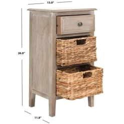 Accent & End Tables-Kirkland's Home Wood Side Table With Baskets Gray